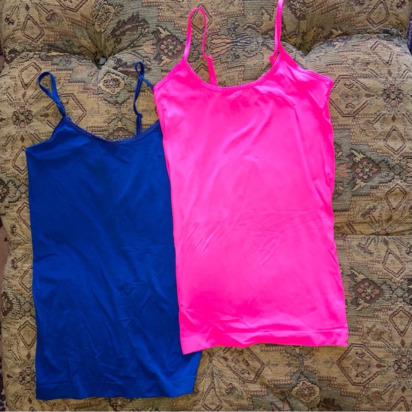 SO Tops - SO Seamless Nylon Spandex Camis Royal Blue & Neon Pink Size XS  *set of two*
